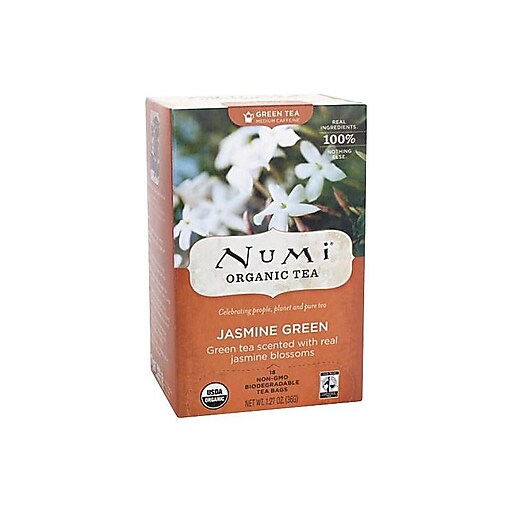 Numi® Jasmine Green Organic Green Tea, Medium Caffeine, 18 Tea Bags/Box