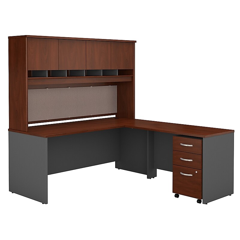 Bush Business Furniture Westfield 72W L Shaped Desk with Hutch and Mobile File Cabinet, Hansen Cherry (SRC0018HCSU) image 1