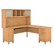 Bush Furniture Somerset 72W L Shaped Desk with Hutch, Maple Cross (SET001MC)