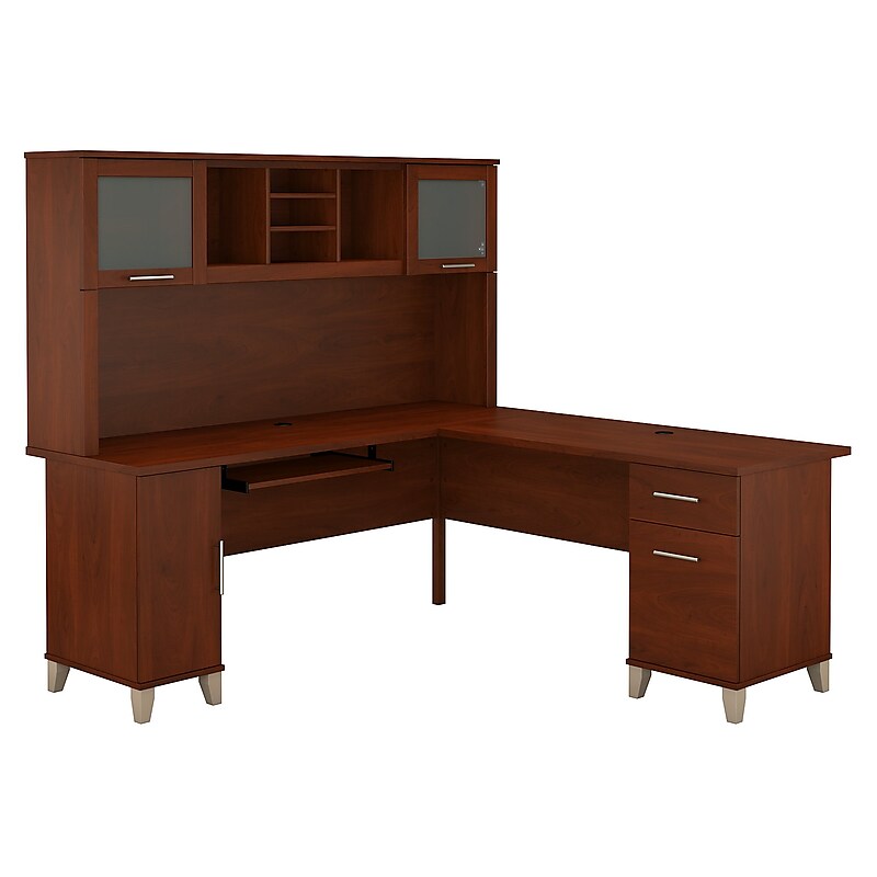 Bush Furniture Somerset 72"W L Shaped Desk with Hutch, Hansen Cherry (SET001HC) image 1