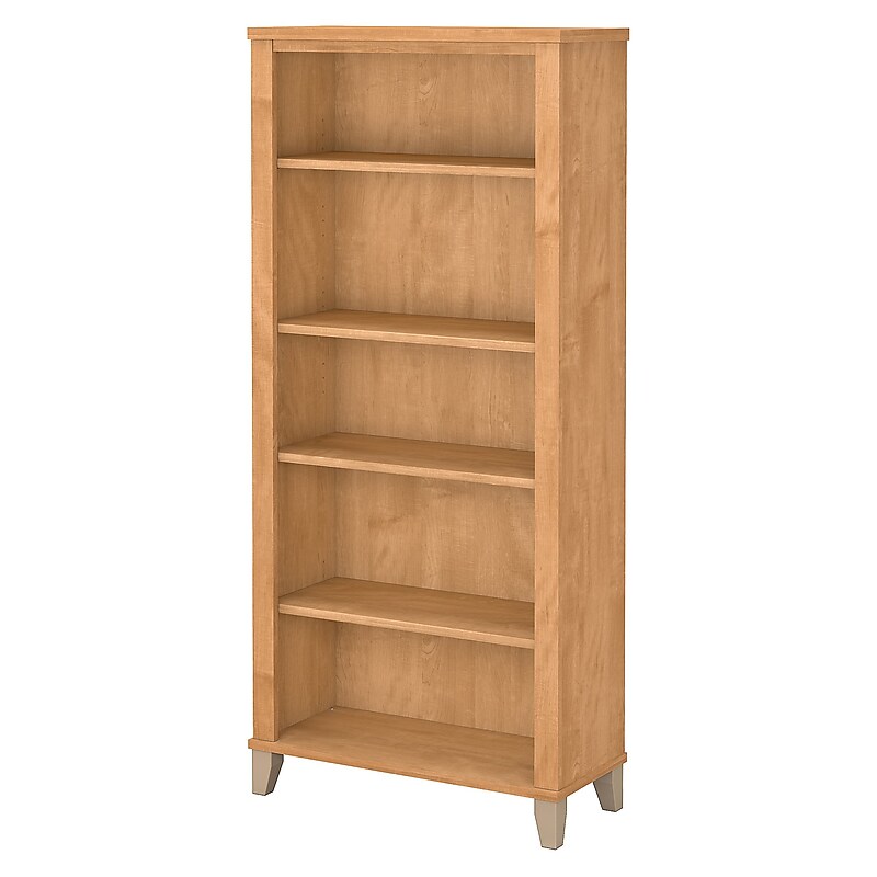 Bush Furniture Somerset 65"H 5-Shelf Bookcase with Adjustable Shelves, Maple Cross Laminate (WC81465) image 1