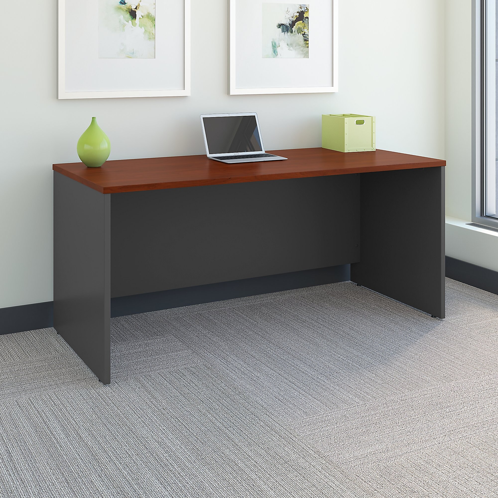 Bush Business Furniture Westfield 66W x 30D Office Desk, Hansen Cherry/Graphite Gray (WC24442A) Sansujyuku sansujyuku.com