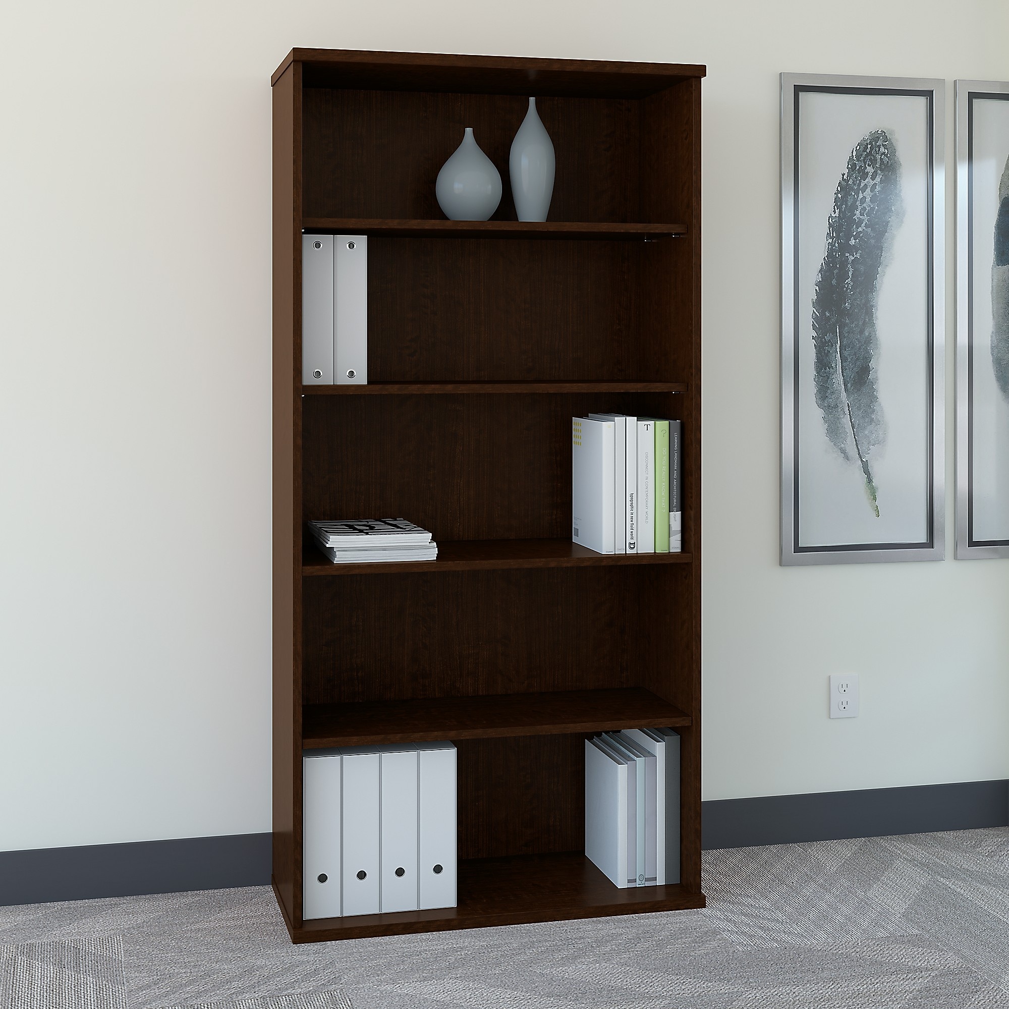 Bush Business Furniture Westfield 73″ 5-Shelf Bookcase with Adjustable Shelves, Mocha Cherry Laminated Wood (WC12914) Sansujyuku sansujyuku.com