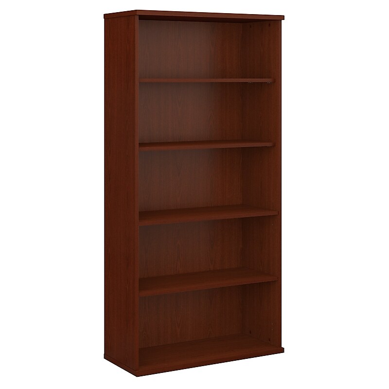 Bush Business Furniture Series C 73" 5-Shelf Bookcase with Adjustable Shelves, Mahogany Laminated Wood (WC36714) image 1