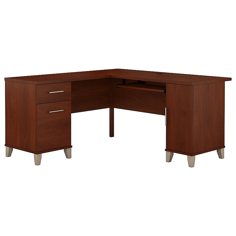Bush Furniture Somerset 60"W L Shaped Desk with Storage, Hansen Cherry (WC81730K) image 1