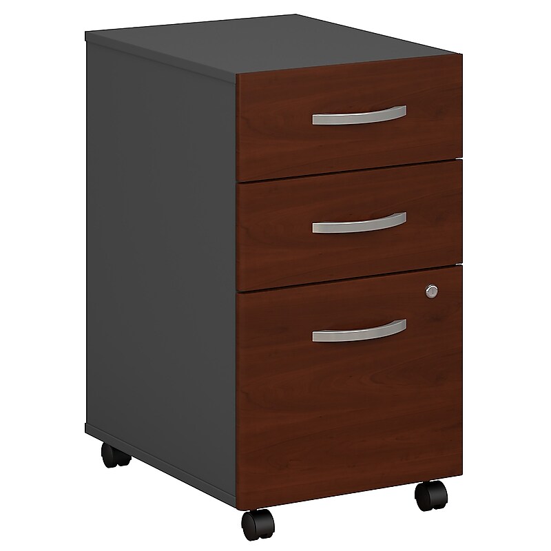 Bush Business Furniture Westfield 3-Drawer Mobile Vertical File Cabinet, Letter/Legal, Hansen Cherry/Graphite Gray (WC24453SU) image 1