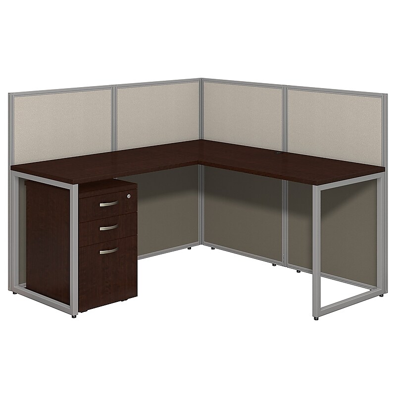 Bush Business Furniture Easy Office 45"H x 60"W L-Shaped Cubicle Workstation, Mocha Cherry (EOD360SMR-03K) image 1