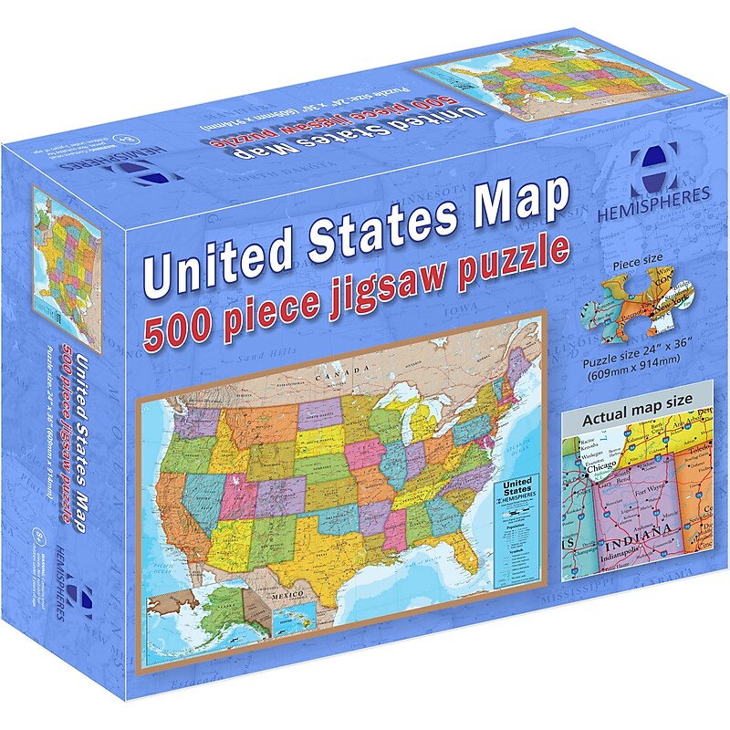 Round World Products USA Puzzle, 24" Height, 36" Width, 500 Pieces (RWPHMP02) image 1
