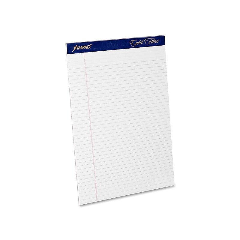 Ampad Gold Fibre Notepads, 8.5" x 11.75", Narrow Ruled, White, 50 Sheets/Pad, 12 Pads/Pack (TOP 20-072) image 1