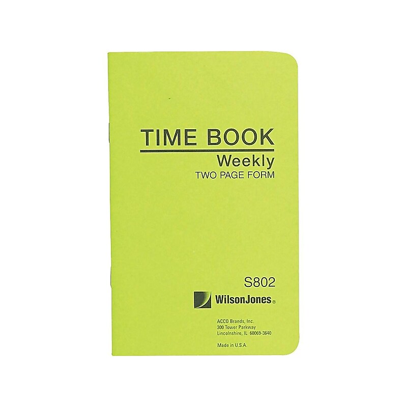 Wilson Jones Foreman's Time Book, 4.25" x 6.8", Green, 36 Sheets/Book (S802) image 1