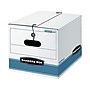 Bankers Box Medium-Duty FastFold File Storage Boxes, String & Button, Letter/Legal Size, White/Blue, 4/Carton (0002501)~#|#~sp46777660_sc7