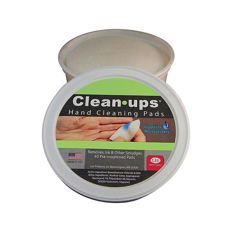 Lee Clean-Ups Moistened Hand Cleaning Pads, Isopropyl Alcohol, Mild Floral, 60/Pack (10145) image 1