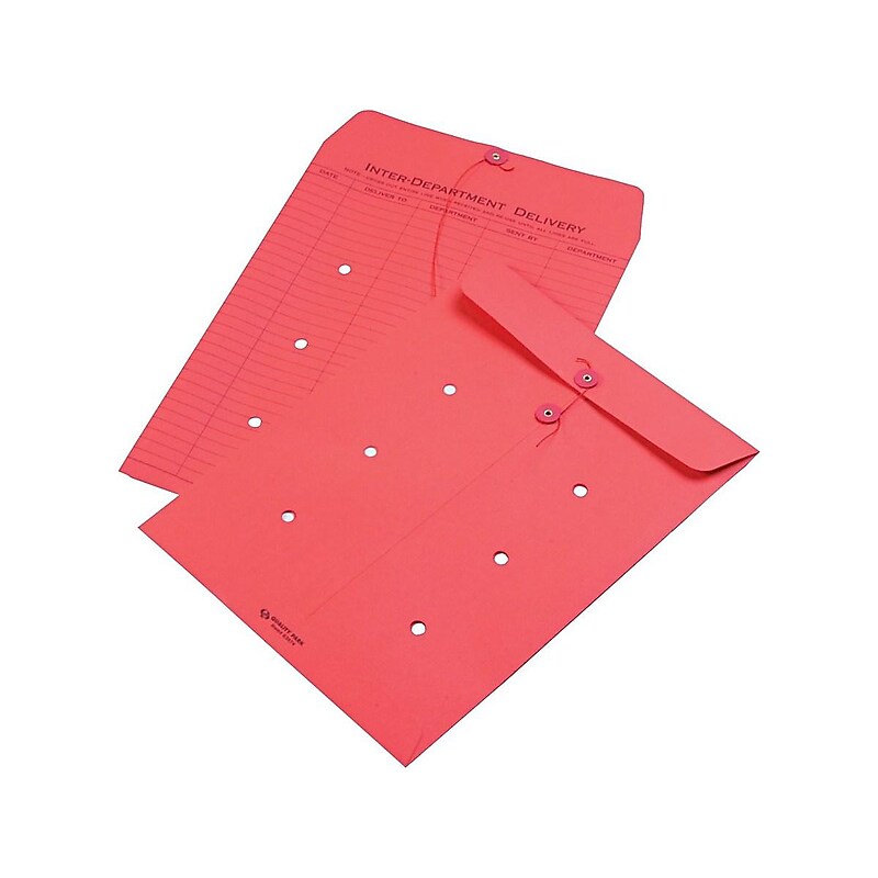 Quality Park Button & String Inter-Departmental Envelope 10" x 13", Red, 100/Box (QUA63574) image 1