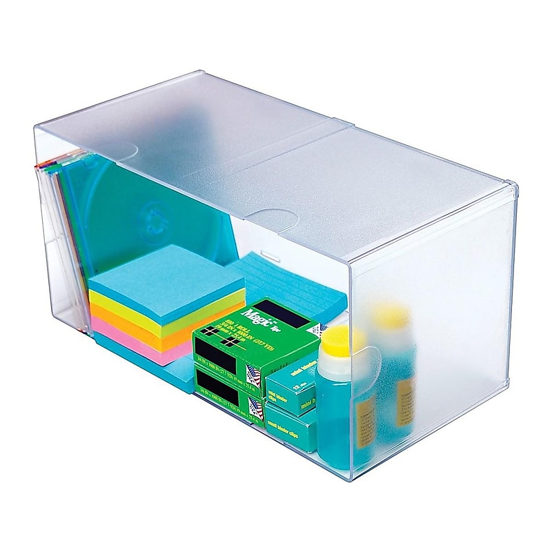 Deflect-O Cube 1 Compartment Stackable Plastic Compartment Storage, Clear (350501) image 1