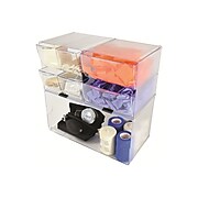 Deflect-O Cube 1 Compartment Stackable Plastic Compartment Storage, Clear (350501)