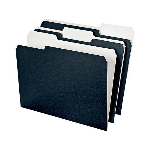 Ampad Envirotec 100 Recycled File Folders, 3 Tab, Letter Size, Black