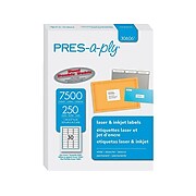 Pres-a-ply Laser/Inkjet Address Labels, 1" x 2 5/8", White, 7500 Labels Per Pack (30606)
