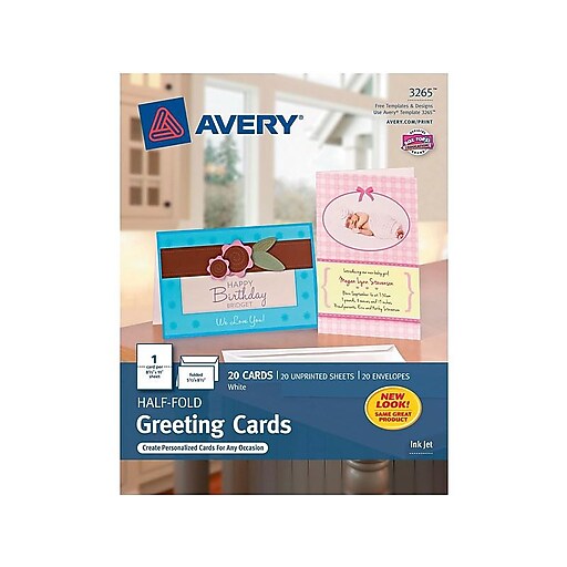 Avery HalfFold Greeting Cards with Envelopes, 5.5" x 8.5", Matte White