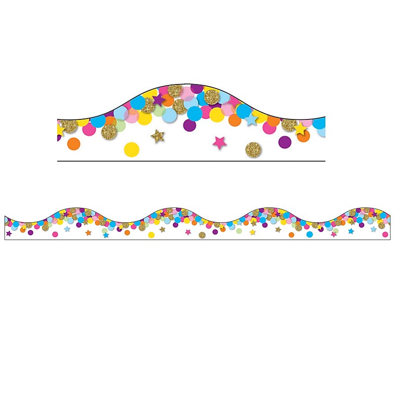 Ashley Productions Magnetic Scallop Border, 12" x 1", Confetti, 5 Packs of 12 (ASH11421BN) image 1