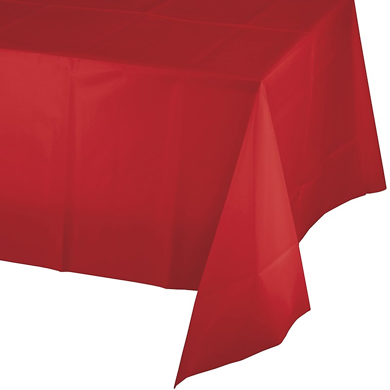 Creative Converting 54"W x 108"L Classic Red Plastic Tablecloths, 3 Count (DTC011031TC) image 1