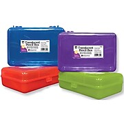 Charles Leonard Snap Translucent Pencil Boxes, Assorted Colors, 12/Pack (CHL76305BN)