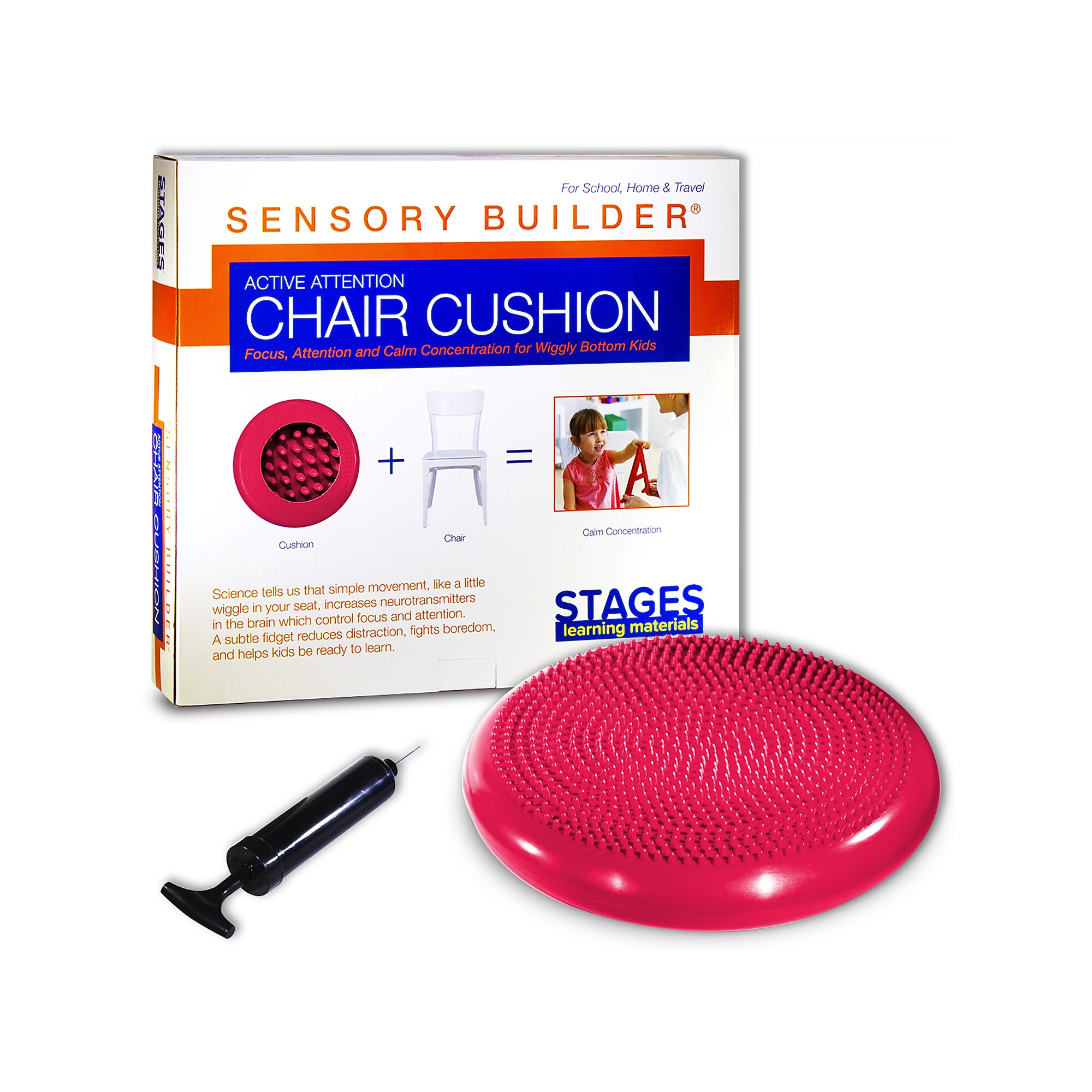 Stages Learning Materials Sensory Builder Active Attention Chair Cushion, Red (SLM2102) Sansujyuku sansujyuku.com