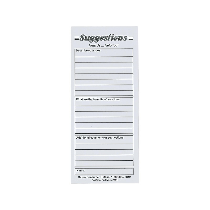 Safco Suggestion Box Cards, White (4231) image 1