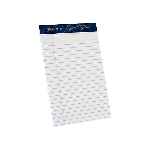 Ampad® Gold Fibre® Perforated Notepad, 5" x 8", Medium Ruled, White, 50