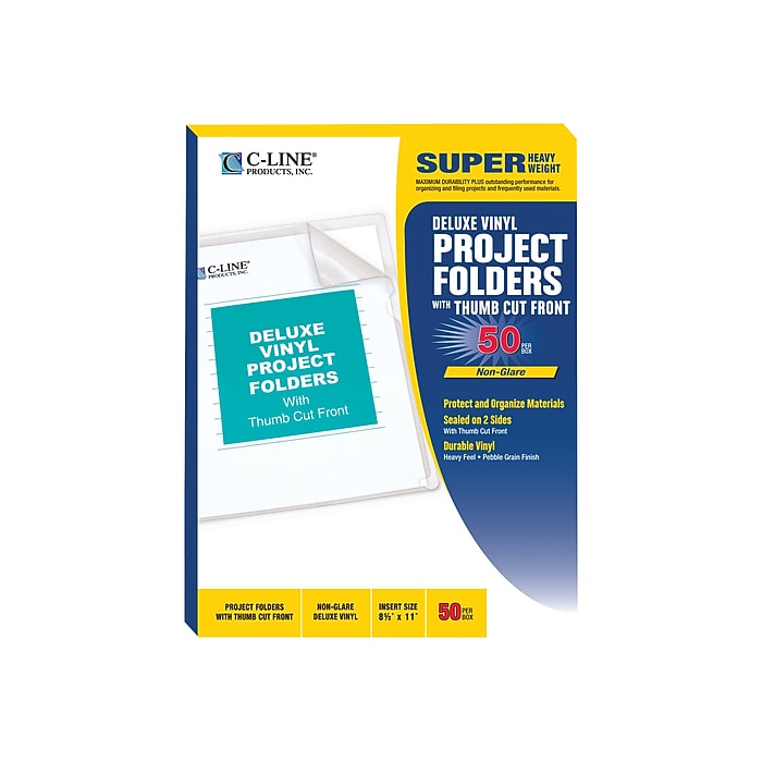 C-Line Deluxe Project Folders, Letter, Transparent, 50/Box (62138