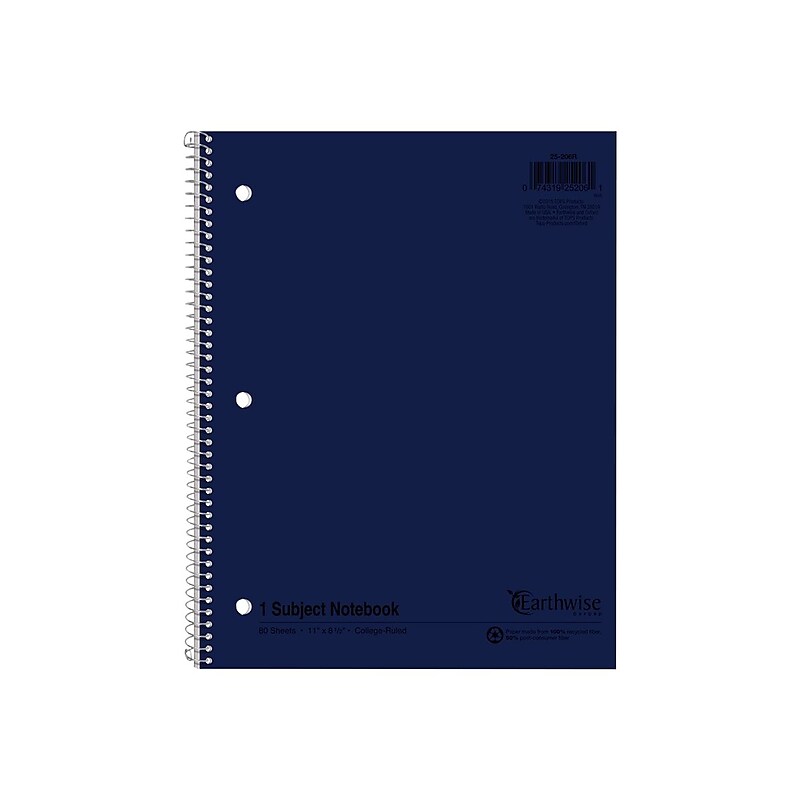 Oxford Earthwise 1-Subject Notebooks, 8.5" x 11", College Ruled, 80 Sheets, Each (25-206R) image 1