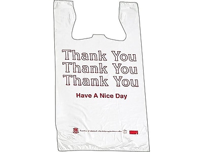 Monarch Plastic  Thank You - Have a Nice Day  Shopping Bags  11.5  x 6.5  x 22   White  250/Box