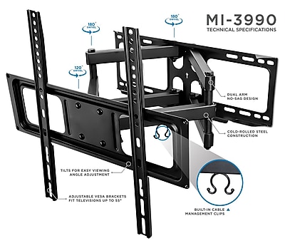 Mount-It! Full Motion Dual Arm TV Wall Mount MI-3990 - Thumbnail 2