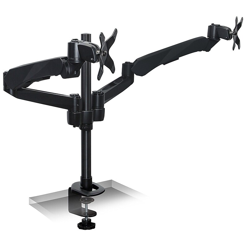 Mount-It! Modular Monitor Mounts Adjustable Dual Desk Mount with Gas Spring Arms, Up to 27" Monitor, Black (MI-45116B) image 1