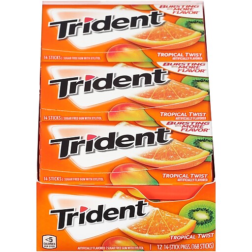 Trident Sugar Free Gum Tropical Twist 12 Packs Box Moz Staples