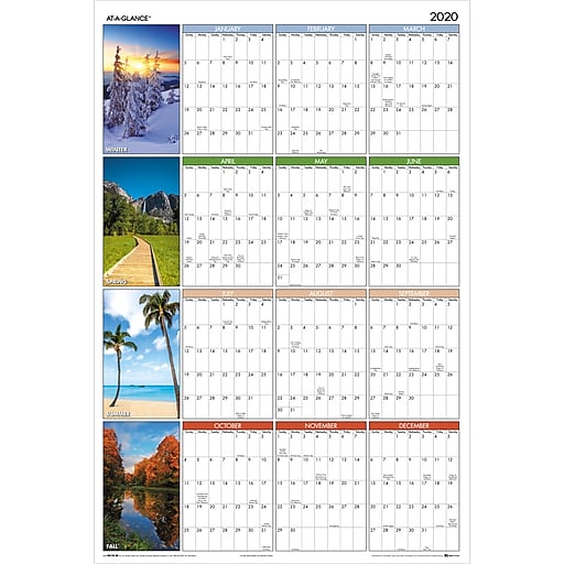 2020 ATAGLANCE 36" x 24" Horizontal/Vertical Erasable Yearly Wall