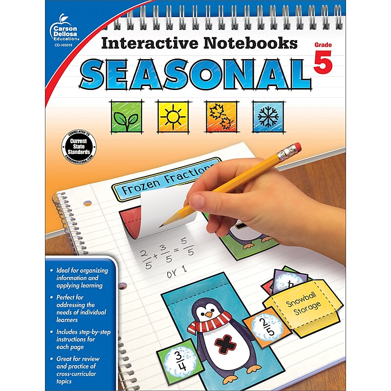 Carson-Dellosa Interactive Notebooks Seasonal, Grade 5 Paperback (105018) image 1