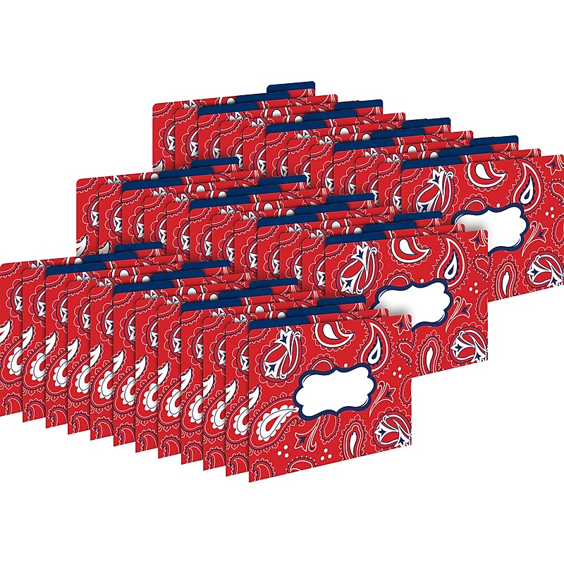 Barker Creek Bandana File Folder, 1/3-Cut Tab, Letter Size, Multicolor, 36/Set (BC3916) image 1