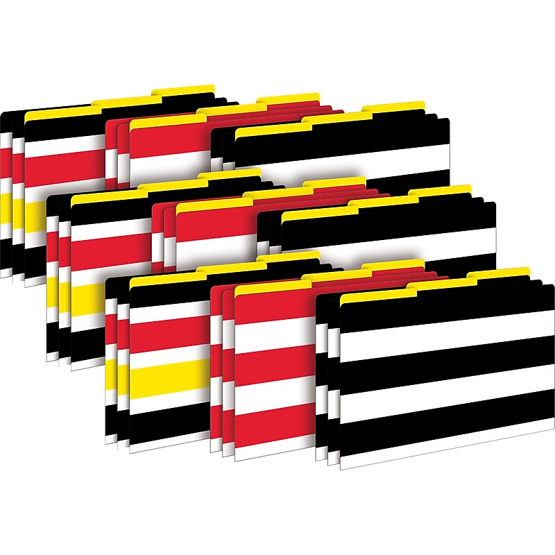 Barker Creek Buffalo Plaid & Wide Stripes File Folder, 1/3-Cut Tab, Legal Size, Multicolor, 27/Set (BC3902) image 1