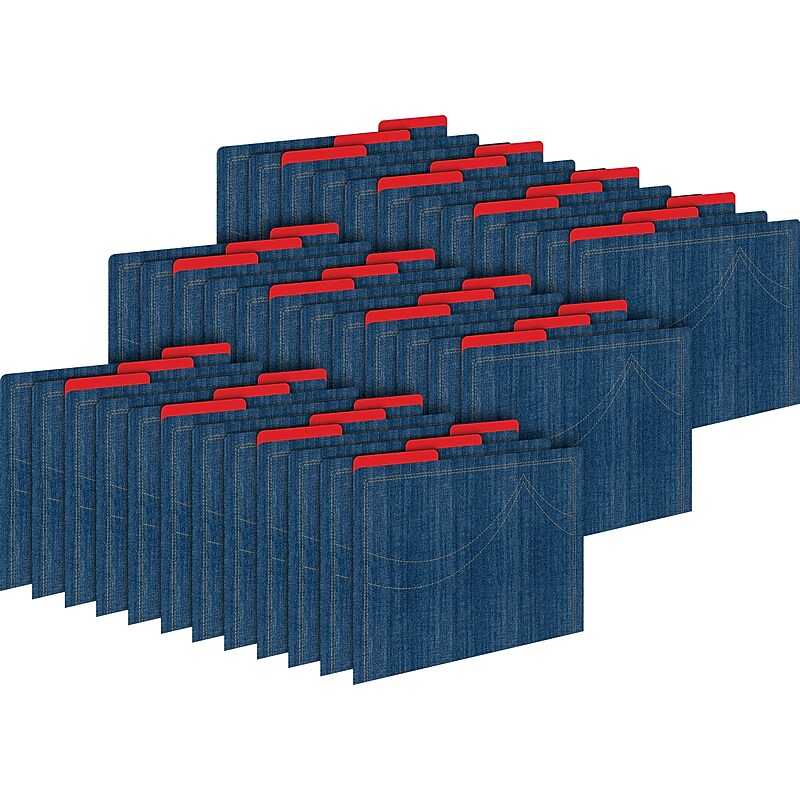 Barker Creek Denim File Folder, 1/3-Cut Tab, Letter Size, Multicolor, 36/Set (BC3915) image 1