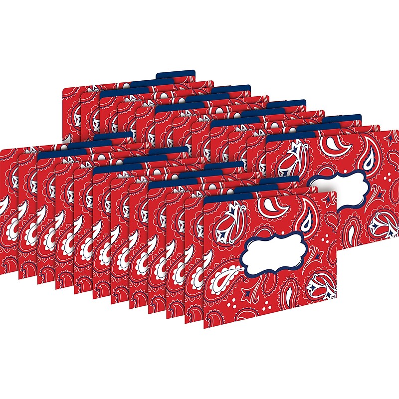 Barker Creek Bandana File Folder, 1/3-Cut Tab, Letter Size, Multicolor, 24/Set (BC3943) image 1
