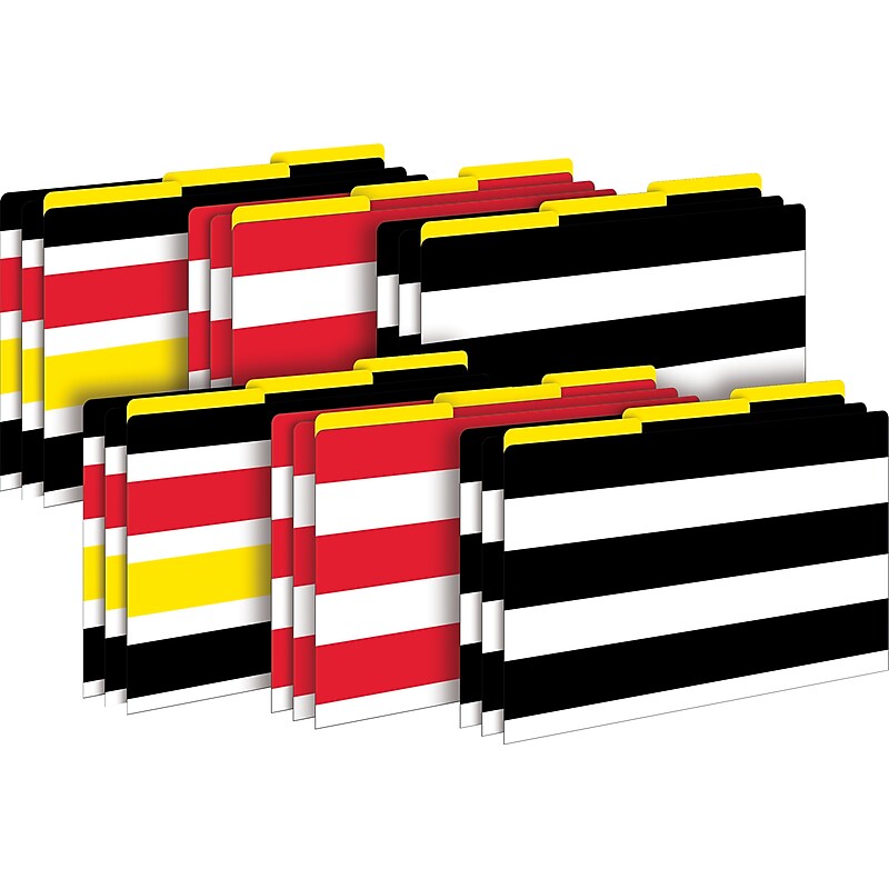 Barker Creek Buffalo Plaid & Wide Stripes File Folder, 1/3-Cut Tab, Legal Size, Multicolor, 18/Set (BC3908) image 1