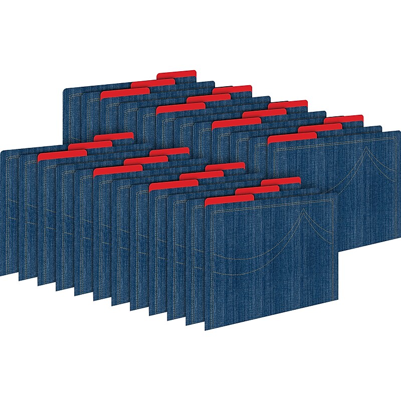 Barker Creek Denim File Folder, 1/3-Cut Tab, Letter Size, Multicolor, 24/Set (BC3942) image 1