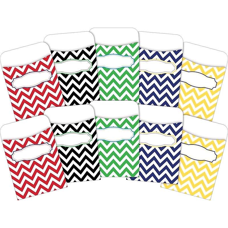 Barker Creek Chevron Peel & Stick Library Pockets, 5.125" x 3.5", 60/Set (BC3837) image 1
