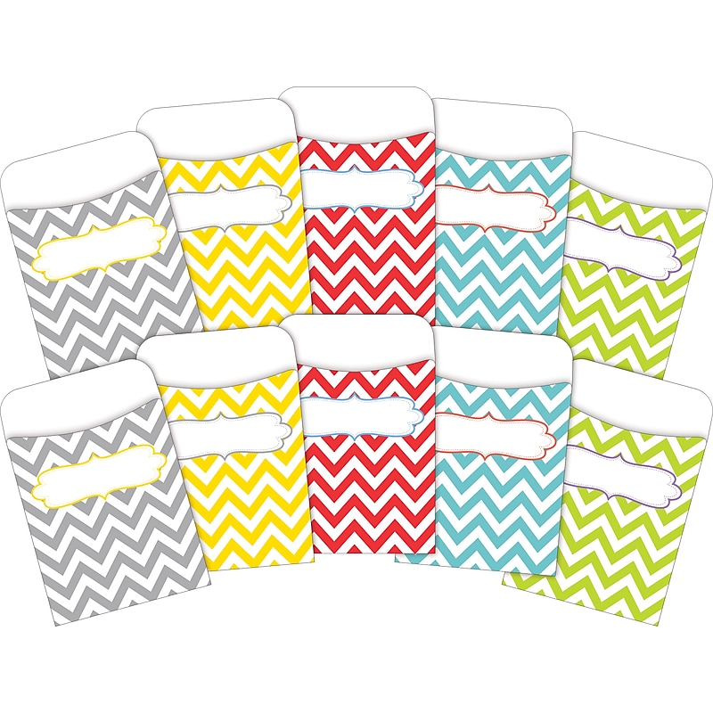 Barker Creek Chevron Peel & Stick Library Pockets, 5.125" x 3.5", 60/Set (BC3836) image 1