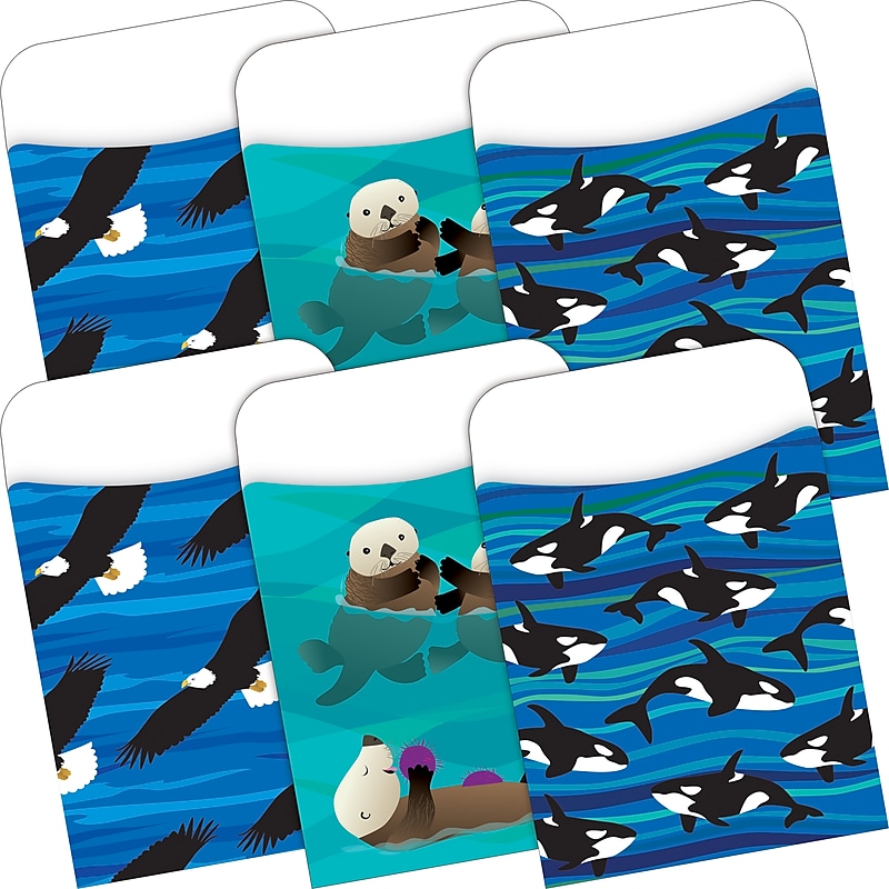 Barker Creek Sea & Sky Peel & Stick Library Pockets, 5.125" x 3.5", 60/Set (BC3898) image 1