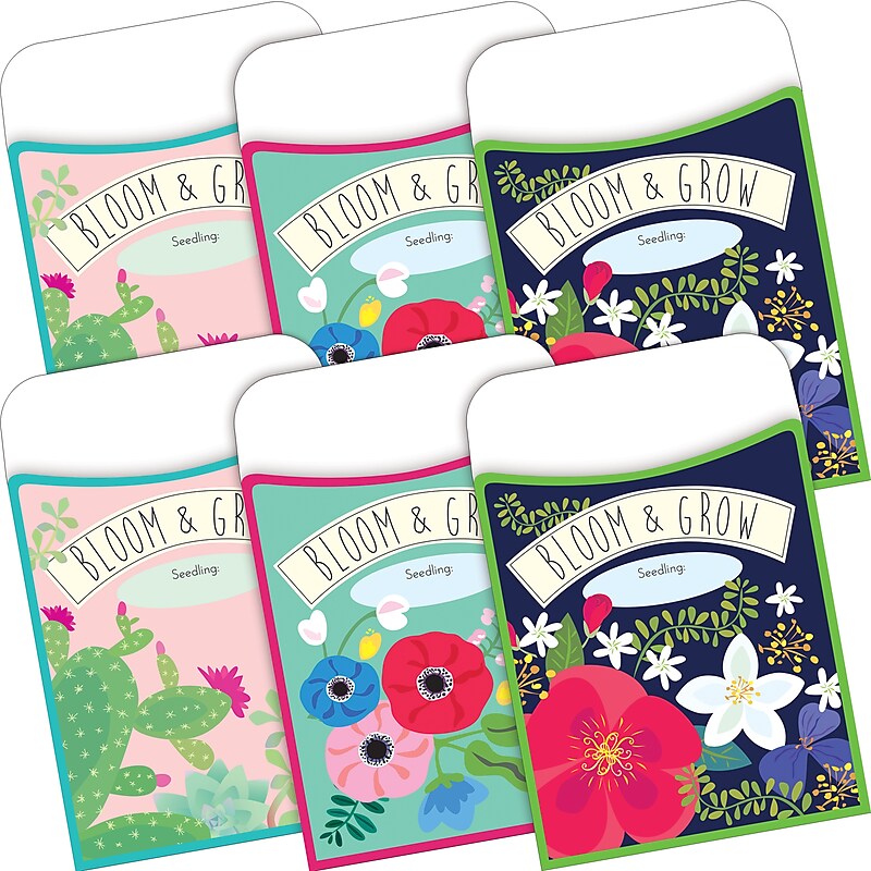 Barker Creek Petals & Prickles Peel & Stick Library Pockets, 5.125" x 3.5", 60/Set (BC3900) image 1