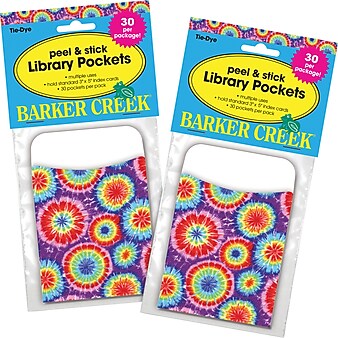 Barker Creek Tie-Dye Peel & Stick Library Pockets, 60/Set (BC3818)