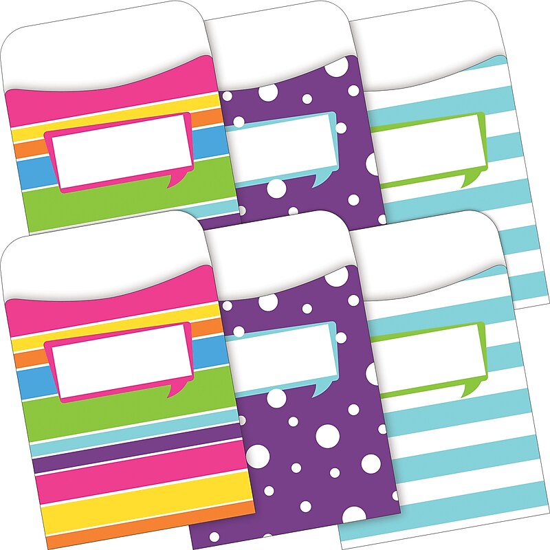 Barker Creek Happy Peel & Stick Library Pockets, 5.125" x 3.5", 60/Set (BC3839) image 1