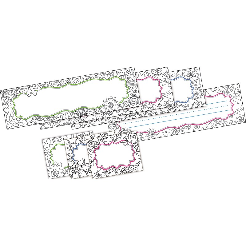 Barker Creek Self-adhesive Color Me! In My Garden School Name Tags, 12" x 3.5", 81/Set (BC3991) image 1