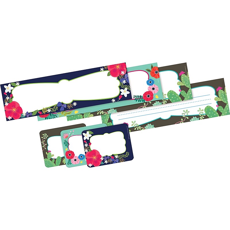 Barker Creek Self-adhesive Petals & Prickles School Name Tags, 12" x 3.5", 81/Set (BC3995) image 1